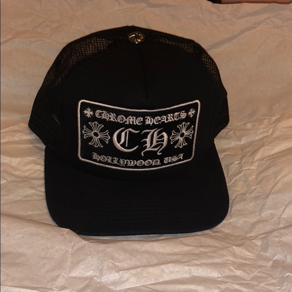 Chrome Hearts CH Hollywood Trucker Hat Black